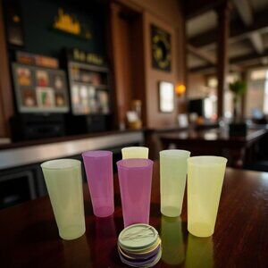 vintage set of 6 tupperware 107 series 12oz. stacking tumblers with 5-lids